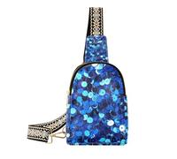 Sacchetto di scintillio falso blu alla moda per gli uomini robusto borsa a tracolla zaino per il viaggio, Glitter finti blu, 1 size