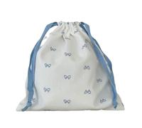 Sacchetto di stoccaggio cosmetico della borsa del cordone dei sacchetti di stoccaggio dell'arco di trucco piccola tela portatile per il, Blu S Bl-s, M, Classico