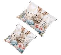 Sacchetto di trucco da tasca a pressatura sulla parte superiore, bel coniglio pasquale e floreale primaverile, borsa da viaggio impermeabile per il trucco mini borsa portatile, Multi 10., 7.1x5.8