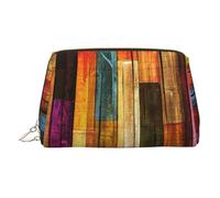 Sacchetto di trucco del cuoio di stampa di legno dipinto colorato per le donne borsa da toilette di viaggio per la borsa cosmetica degli articoli da toeletta