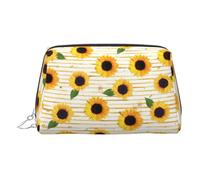Sacchetto di trucco del modello di girasole Caso di Vanity con il divisore di viaggio della borsa cosmetica portatile della borsa cosmetica, Argento, One Size