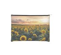 Sacchetto di trucco del terreno agricolo del girasole borsa da toilette borsa portatile unisex con cerniera borse cosmetiche da viaggio borse cosmetiche impermeabili borsa cosmetica riutilizzabile di