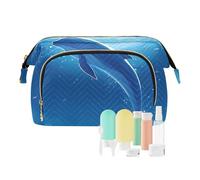 Sacchetto di trucco di viaggio delfino che salta fuori dal mare borse cosmetiche di grande capacità per le donne, Multicolore, Taglia unica, casual