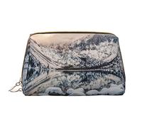 Sacchetto di trucco lavabile delle donne della pelle del modello della mucca per le donne, borse cosmetiche da viaggio, astuccio portatile con cerniera astuccio organizer, Lago dei detenuti, Taglia