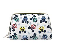 Sacchetto di trucco lavabile delle donne della pelle del modello della mucca per le donne, borse cosmetiche da viaggio, astuccio portatile con cerniera astuccio organizer, Carino Trucks, Taglia unica