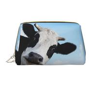 Sacchetto di trucco lavabile delle donne della pelle del modello della mucca per le donne, borse cosmetiche da viaggio, astuccio portatile con cerniera astuccio organizer, Motivo: mucca., Taglia unica