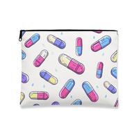 Sacchetto di trucco per pillole capsule cartone animato borse da viaggio per le donne piccola borsa di tela portatile con cerniera regalo divertente per la cura della pelle organizzatore