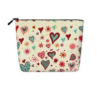Sacchetto di trucco variopinto del modello del cuore della canapa falsa di grande capacità, sacchetto resistente dell'toilette dell'acqua della cassa con cerniera portatile