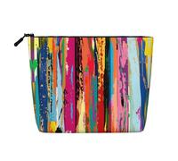 Sacchetto di viaggio della canapa falsa di colore dell'arcobaleno per le donne, borsa cosmetica di grande capacità per uso quotidiano con cerniera organizzatore