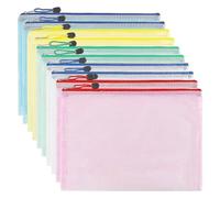 Sacchetto documento con cerniera A5, in PVC trasparente documento cartella, custodia in plastica a 5 colori, per riporre carte piccoli oggetti di forniture, cosmetici e accessori da viaggio, ecc. (10