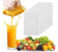 Sacchetto Filtrante Professionale 100 Mesh - 6 Pezzi per Latte Vegetale, Noci e Yogurt - Sacchetti Lavabili in Nylon Alimentare con Coulisse 20x30cm, Sacchetti Di Garza, Riutilizzabile per Frutta