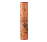 Sacchetto in pelle stile vintage con design roll-up e fibbia in rilievo; Astuccio per matite con mappa del tesoro dettagliato per organizzazione di scuola o ufficio ad alta capacità