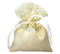Sacchetto juta 10 cm colori assortiti per bomboniera segnaposto confettata matrimonio battesimo comunione nascita elegante rustico confezione regalo evento speciale fai da te (Panna, 30 Pz)