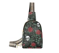 Sacchetto leggero del corpo leggero degli uomini del cranio della rosa rossa romantica di San Valentino alla moda per le donne per l'escursionismo, San Valentino romantico cranio rosa rossa