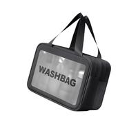 Sacchetto per il trucco a mano, grande capacità, trasparente, per il bagno, cosmetico, per tutti i giorni, cosmetici, toilette, per il trucco, per la cura della pelle, Nero , m, Mass Beauty