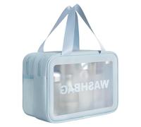 Sacchetto per il trucco a mano, grande capacità, trasparente, per il bagno, cosmetico, per tutti i giorni, cosmetici, toilette, per il trucco, per la cura della pelle, blu, L, Mass Beauty