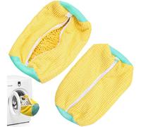 Sacchetto per la biancheria, per scarpe, per lavatrice, per scarpe con spazzole, per sneaker, per la biancheria, per scarpe da ginnastica, maggiore attrito all'interno (2 pezzi), giallo.