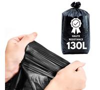 Sacchetto per la spazzatura spessa 130 l, cartone da 100 sacchetti neri ultra resistenti, spessore 55 micron, rifiuti pesanti, giardino, carta, alimenti, officine - uffici - privati
