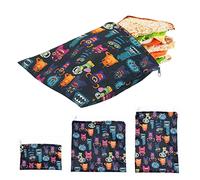 Sacchetto per panino riutilizzabile | 3 pz Sacchetti ecologici per lavabili, forniture per la casa borsa con cerniera per scuole ufficio colazione pranzo Delr, Rosso, 1