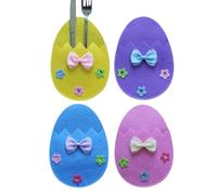 Sacchetto per posate di Pasqua - 4 portaposate riutilizzabili a forma di di Pasqua - sacchetto decorativo da tavolo a forma di di Pasqua per cucchiai, forchette
