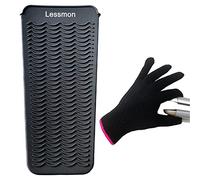 Sacchetto per tappetino resistente al calore e guanto resistente al calore per arricciacapelli, piastre per capelli e strumenti per acconciatura 11,5" x 6", silicone alimentare, nero
