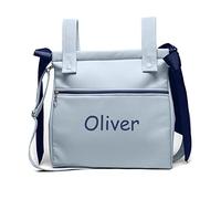 Sacchetto portapane in ecopelle per passeggino con il nome ricamato - Sacchetto per passeggino - Borsa talega per passeggino - Celeste - Nenel