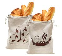 Sacchetto Portapane Salvafreschezza, 2pz Riutilizzabile Sacchetto Pane Salvafreschezza Large Sacchetti Pane Portapane Lino per Conservazione Degli Alimenti Mantenere Fresco (A)