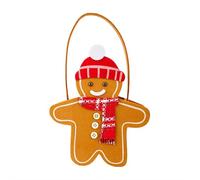 Sacchetto regalo di Natale a forma di omino di pan di zenzero, in tessuto marrone, riutilizzabile, per scambio di classe, calze e bomboniere, 21 x 17 cm