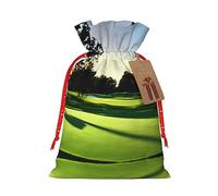 Sacchetto regalo di Natale campo da golf, sacchetti di iuta con coulisse per feste, ideali per il trasporto e la conservazione dei regali, Nero , 1 count (Pack of 1)