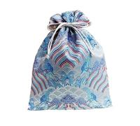 Sacchetto regalo in seta cinese per gioielli, Astuccio for gioielli con cordoncino ricamato in broccato di seta Fodera in pelle scamosciata 7,87 x 9,84 pollici Multicolor(Light Blue)
