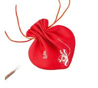 Sacchetto regalo in seta cinese per gioielli, Bustine for gioielli in broccato di seta a forma cuore con coulisse, 2 pezzi, multicolore(Red)