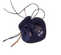 Sacchetto regalo in seta cinese per gioielli, Bustine for gioielli in broccato di seta a forma cuore con coulisse, 2 pezzi, multicolore(H1)