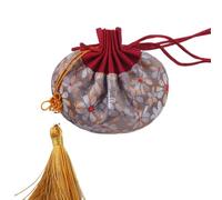 Sacchetto regalo in seta cinese per gioielli, Confezione da 4 bustine for gioielli in broccato di seta con coulisse, multicolore(H1)