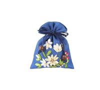 Sacchetto regalo in seta cinese per gioielli, Confezione da 4 bustine for gioielli in broccato di seta, lino, con coulisse, multicolori, 10 x 14 cm(Blue)