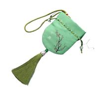 Sacchetto regalo in seta cinese per gioielli, Sacchetti portagioie in broccato di seta con coulisse, confezione da 4, multicolore, 8 cm x 10(Grün)