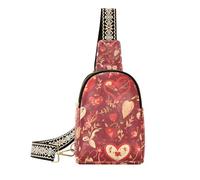 Sacchetto romantico di amore romantico di San Valentino dell'oro rosso alla moda per le ragazze robusto fanny pack borsa del petto per il pacchetto di giorno, Oro rosso San Valentino amore romantico,