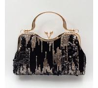 Sacchetto secchiello leggero, casual business, decorato con strass, mini design con cordoncino, borsa trasparente con perle finte, elegante, raffinata, di lusso discreto con strass, perfetta per feste