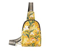 Sacchetto semplice alla moda del fiore di giglio giallo per le ragazze carino piccolo marsupio per il pacchetto di giorno, fiore di giglio giallo semplice
