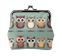 Sacchetto sveglio della moneta della serratura del bacio delle donne della stampa dei gufi del fumetto, mini portafoglio per le carte e il rossetto, borsa compatta morbida