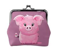 Sacchetto sveglio della moneta della serratura del bacio delle donne della stampa del maiale rosa, mini portafoglio per le carte e il rossetto, borsa compatta morbida