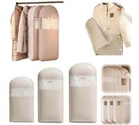 Sacchi Appendiabiti Per Piumino, 3 pezzi Sacco Appendiabiti Salvaspazio da Appendere con Chiusura Lampo Autocomprimente, Organizer Salvaspazio, Protezione Dalla Polvere, per giacca e piumino(Light bei