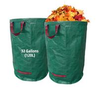 Sacchi da Giardinaggio 2x 120L, Raccogli foglie da Giardino, Sacchi per Rifiuti da Giardino Pieghevoli con Manici, Impermeabili, Robusti, Antistrappo e Riutilizzabili