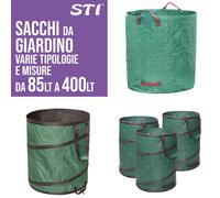 STI Kit 3 Pezzi Sacco 272Lt Giardinaggio Rifiuti Giardino Professionale Antistrappo con Manici Ripiegabile