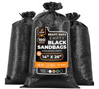 Sacchi di sabbia in polipropilene resistente per inondazioni, 35,6 x 66 cm, limite di peso 45,4 kg, riutilizzabili di grado militare, per protezione dalle inondazioni di uragano, sacchetti di sabbia