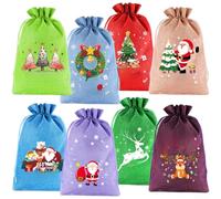 Sacchi Natale 20x30cm per cotone con per disegni Festivi Sacchi(8pcs-A) | per disegni natalizi vivaci, tessuto morbido, per ideale per scambi , feste familiari, decorazioni tavolo
