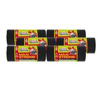 Sacchi Nettezza MAXI STRONG, Formato 150L, Misura 80x120 cm. Ultra Resistente - Spessore Maggiorato. Rotolo Da 10 Sacchi Neri (6 Rotoli)