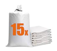 Sacchi per Giardinaggio e Macerie - 15 Pezzi Borsa Antiallagamento Bianca Riutilizzabile per Sabbia e Detriti 70x113 cm