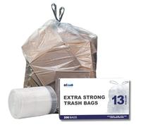 Sacchi per la spazzatura Plasticplace da 13 galloni, trasparenti, da 1,0 mil, con coulisse, extra alti, 24"""" x 31"""" (200 pezzi)