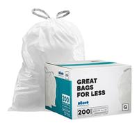 Sacchi per la spazzatura Plasticplace su misura compatibili con il codice G di Simplehuman (200 pezzi) Sacchi per la spazzatura con coulisse bian