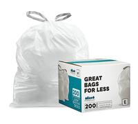 Sacchi per la spazzatura Plasticplace su misura compatibili con Simplehuman Codice E (200 pezzi) Sacchi per la spazzatura con coulisse bianchi da